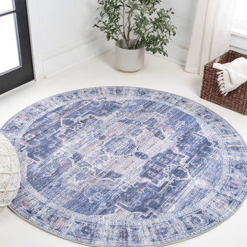 Alanya Ornate Medallion Washable Area Rug